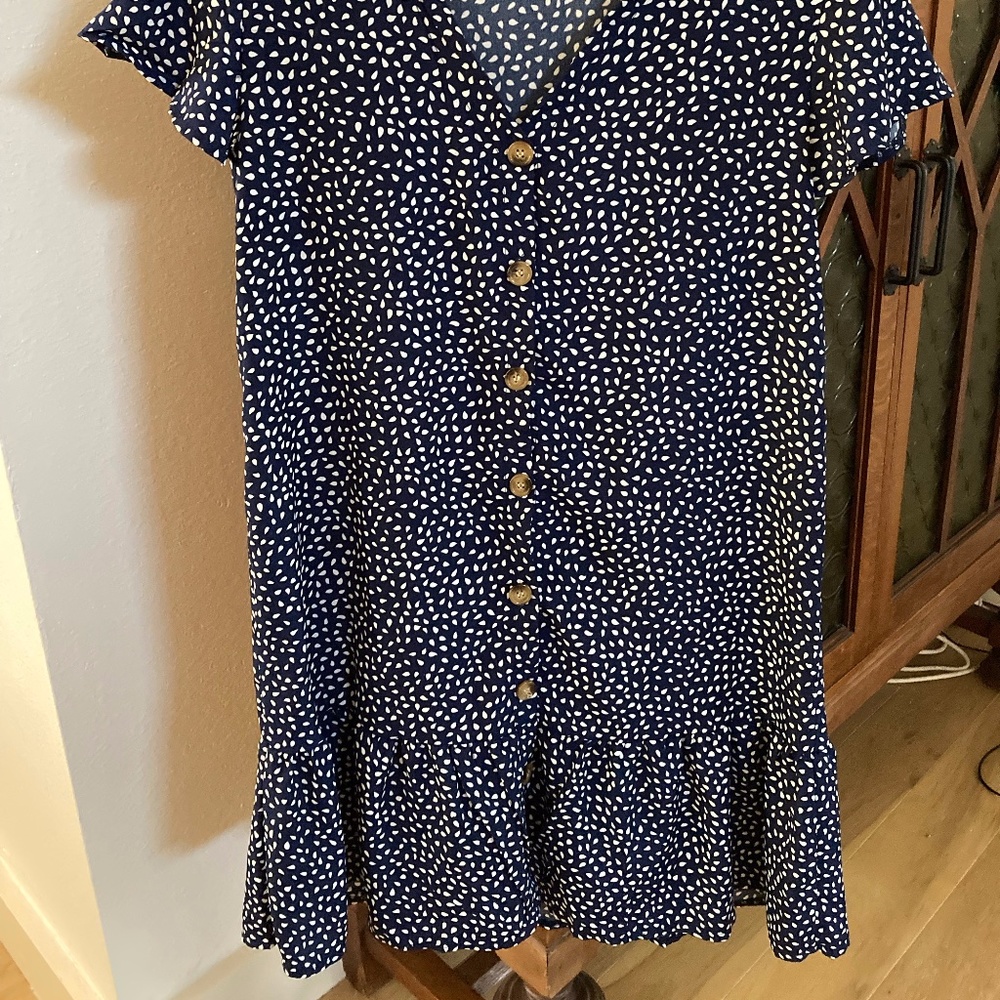 Navy blue print dress Medium